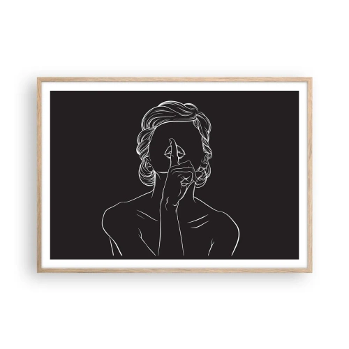 Poster in cornice rovere chiaro - Il bello emerge nel silenzio - 100x70 cm