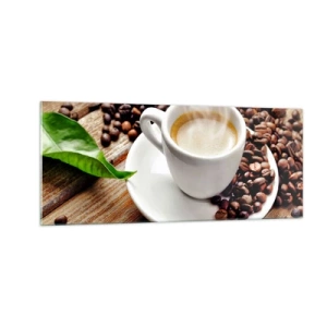 Quadro su vetro - Il caffè è pronto - 100x40 cm