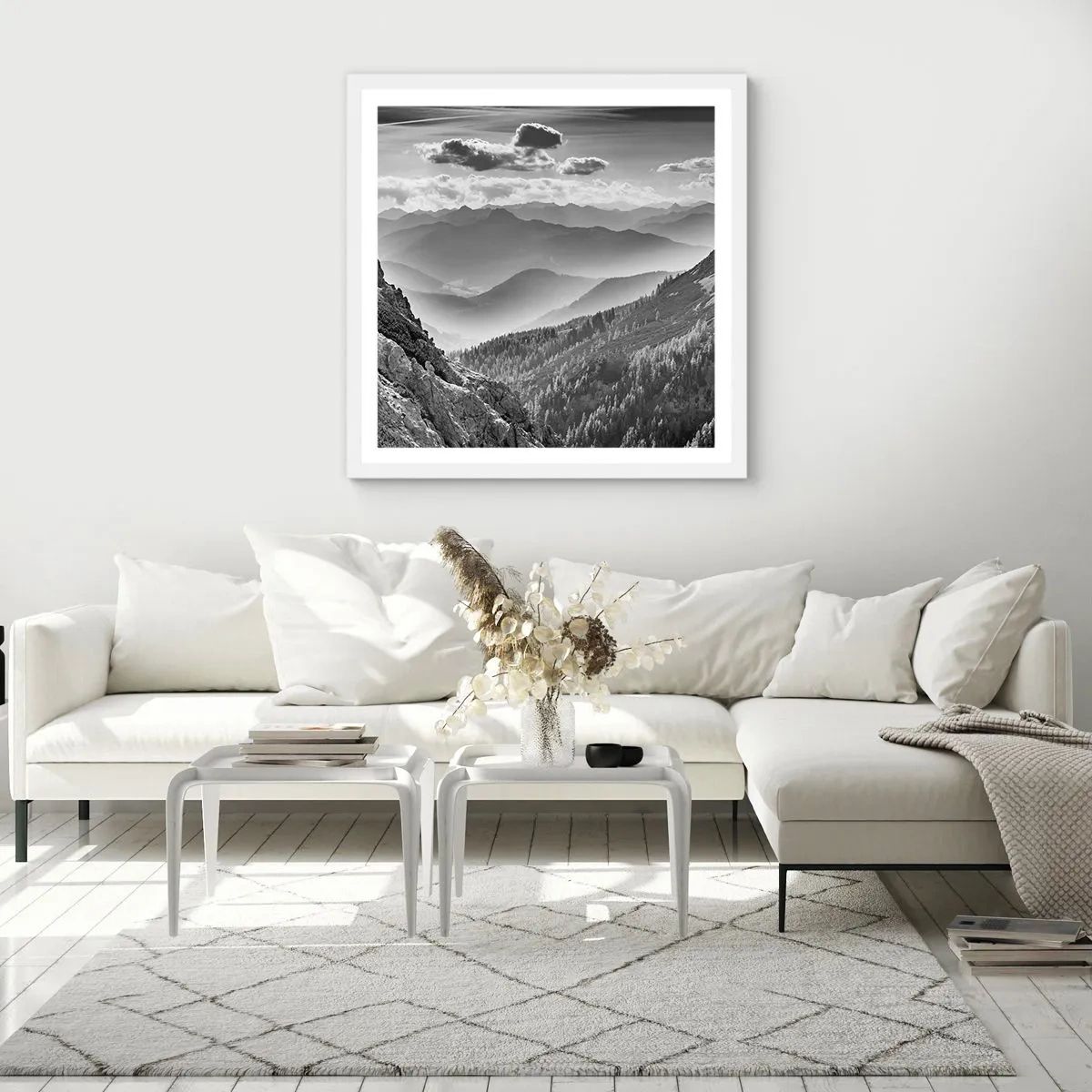 Poster in cornice bianca - Fino all'orizzonte - 40x40 cm