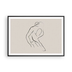 Poster in cornice nera - Una silhouette minimalista in nero su uno sfondo chiaro - 100x70cm - Schizzo intimo - Decorazione murale moderna per soggiorno e camera da letto ARTTOR