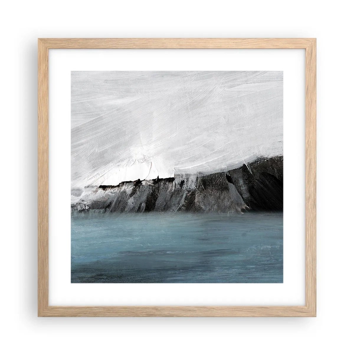 Poster in cornice rovere chiaro - Acqua-terra: lo scontro degli elementi - 40x40 cm