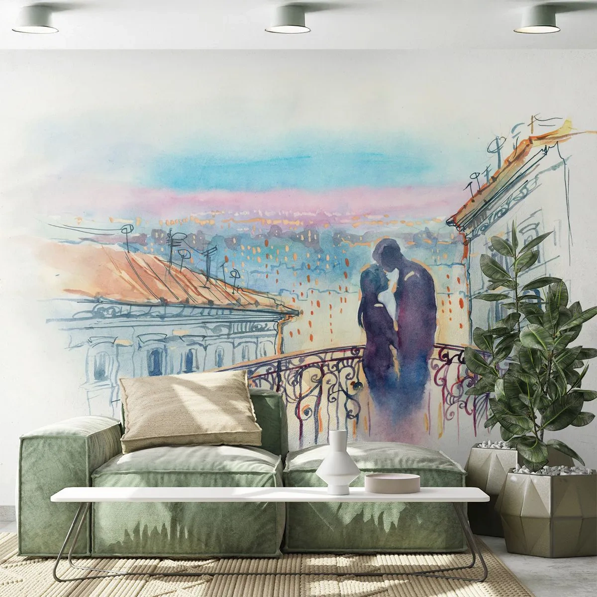 Fotomurali Autoadesivo Deluxe Sticker - Amanti parigini - Architettura, Città, Coppia di innamorati - 250x175 cm