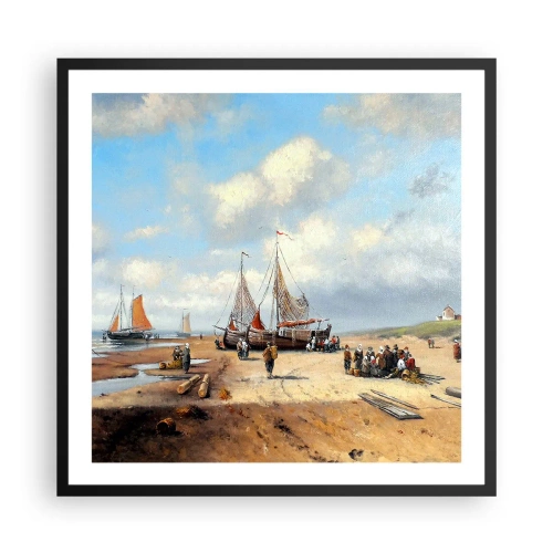 Poster in cornice nera - Dopo una buona pesca - 60x60 cm