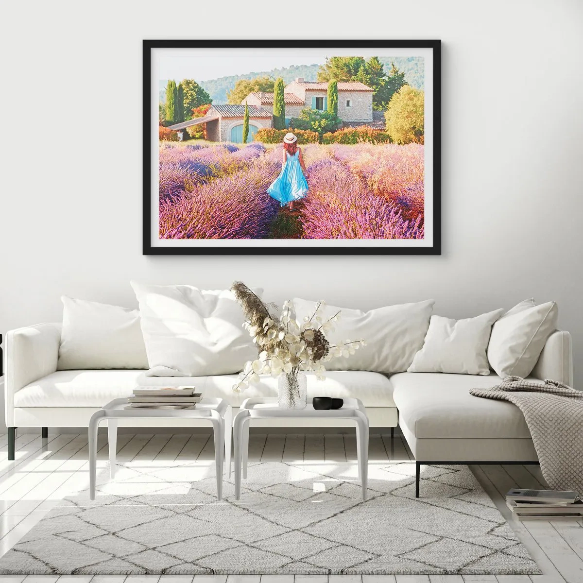 Poster in cornice nera - La ragazza nella lavanda - 40x30 cm
