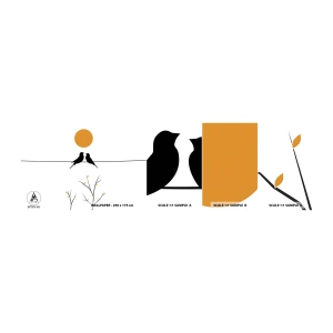 Campione Di Fotomurale Standard Eco - Sera da usignoli - Astrazione, Uccelli, Grafica - 100x30 cm