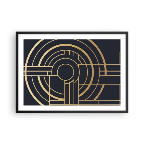 Poster in cornice nera - Motivo geometrico con linee dorate - 70x50cm - Il giro delle cose - Decorazione murale moderna per soggiorno e camera da letto ARTTOR