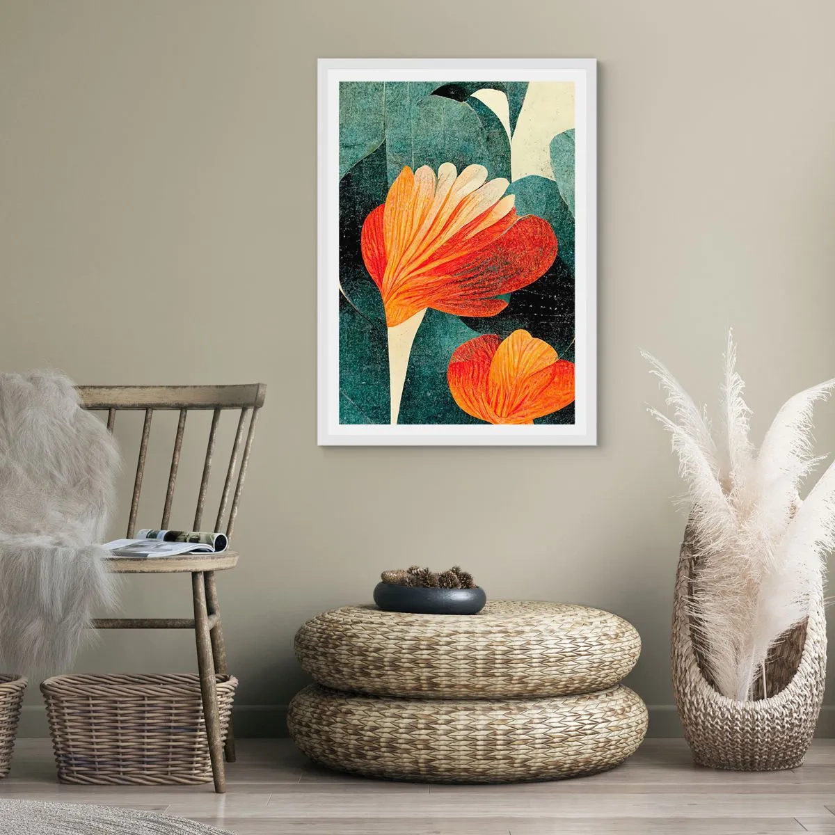 Poster in cornice bianca - Caldo dei tropici e fresco del verde - 70x100 cm