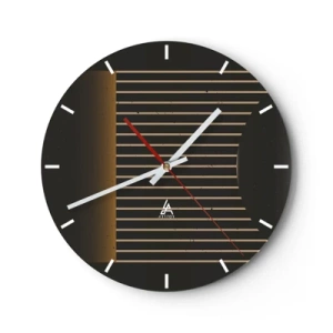 Orologio da parete - Orologio in Vetro - Una composizione astratta con linee su sfondo nero che creano un senso di profondità. - 30x30cm - Esaminare l'oscurità - Decorazione murale moderna per soggiorno, cucina e camera da letto ARTTOR