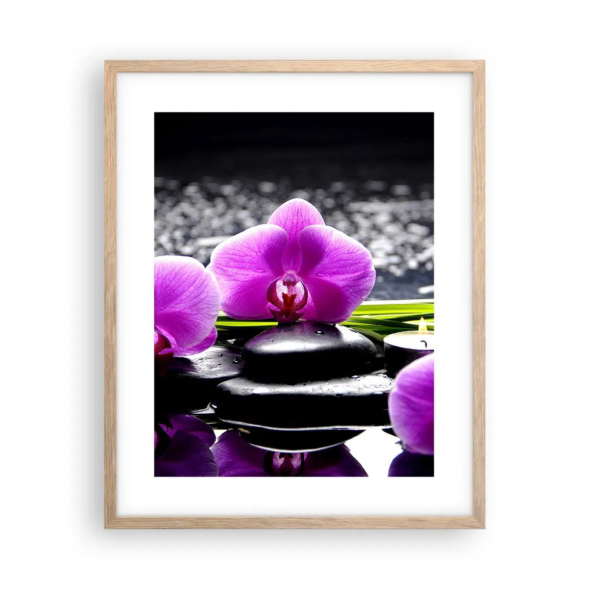 Poster in cornice rovere chiaro - Annegare nel silenzio e nella pace - 40x50 cm