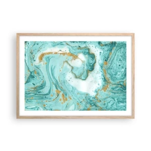 Poster in cornice rovere chiaro - La grande onda del periodo Edo - 70x50 cm