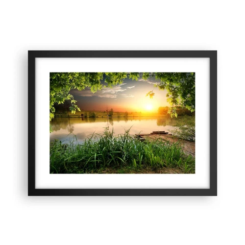 Poster in cornice nera - Paesaggio incorniciato di verde - 40x30 cm