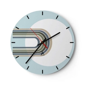 Orologio da parete - Orologio in Vetro - Linee grafiche a forma di magnete su sfondo blu - 30x30cm - Attrazione irresistibile - Decorazione murale moderna per soggiorno, cucina e camera da letto ARTTOR