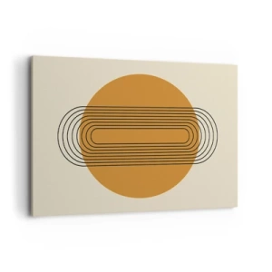 Quadro su tela - Stampe su Tela - Motivo geometrico con cerchi e linee arancioni - 100x70cm - Piano perfetto - Decorazione murale moderna per soggiorno e camera da letto ARTTOR