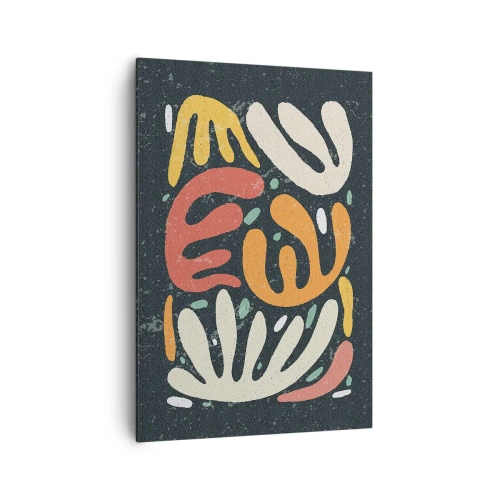 Quadro su tela - Stampe su Tela - Forme astratte in colori caldi su uno sfondo scuro - 70x100cm - Composizione: adesso ti acchiappo - Decorazione murale moderna per soggiorno e camera da letto ARTTOR