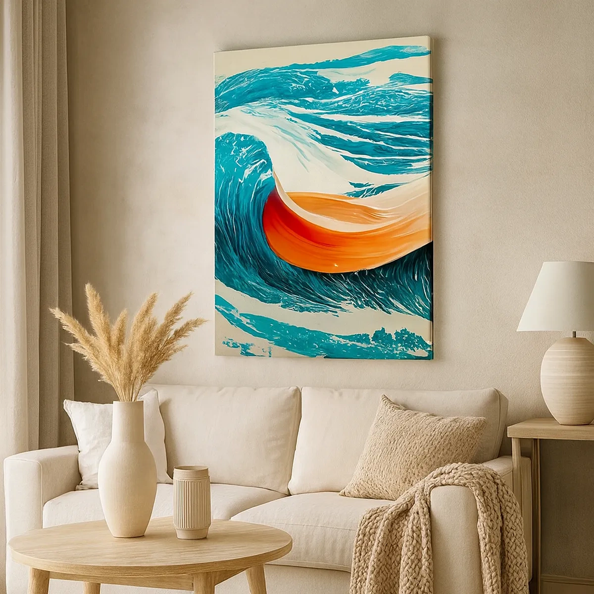 Quadro su tela - Stampe su Tela - Onde marine dinamiche con nastro astratto - 50x70cm - Il sogno del surfista - Decorazione murale moderna per soggiorno e camera da letto ARTTOR
