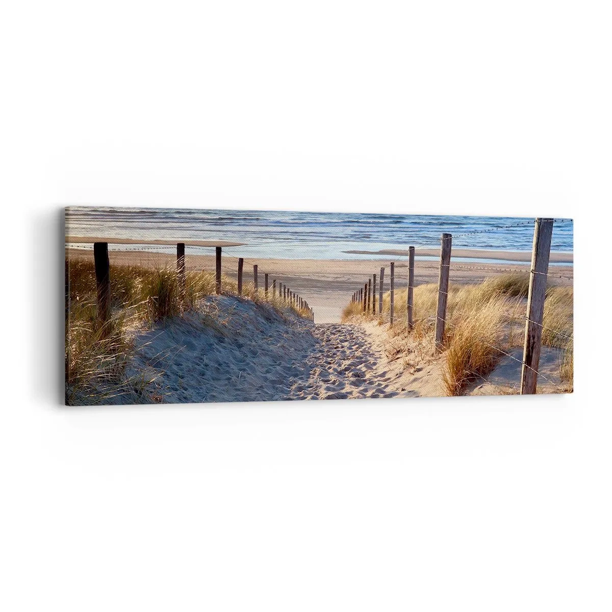 Quadro su tela - Stampe su Tela - Rumore del mare, uccelli che cantano, spiaggia selvatica tra i cespugli... - 90x30 cm