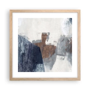 Poster in cornice rovere chiaro - Forme blu e marroni - 40x40 cm
