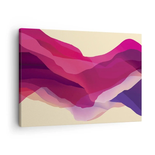 Quadro su tela - Stampe su Tela - Onde astratte nei toni del viola e del rosa su uno sfondo chiaro - 70x50cm - Onde di porpora - Decorazione murale moderna per soggiorno e camera da letto ARTTOR