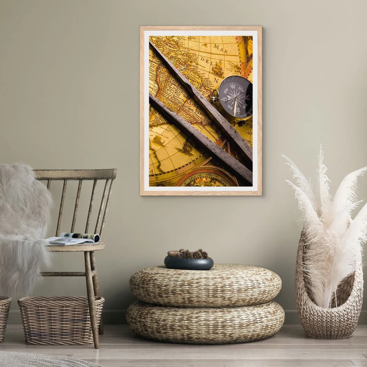 Poster in cornice rovere chiaro - Dove sono questi tesori? - 50x70 cm