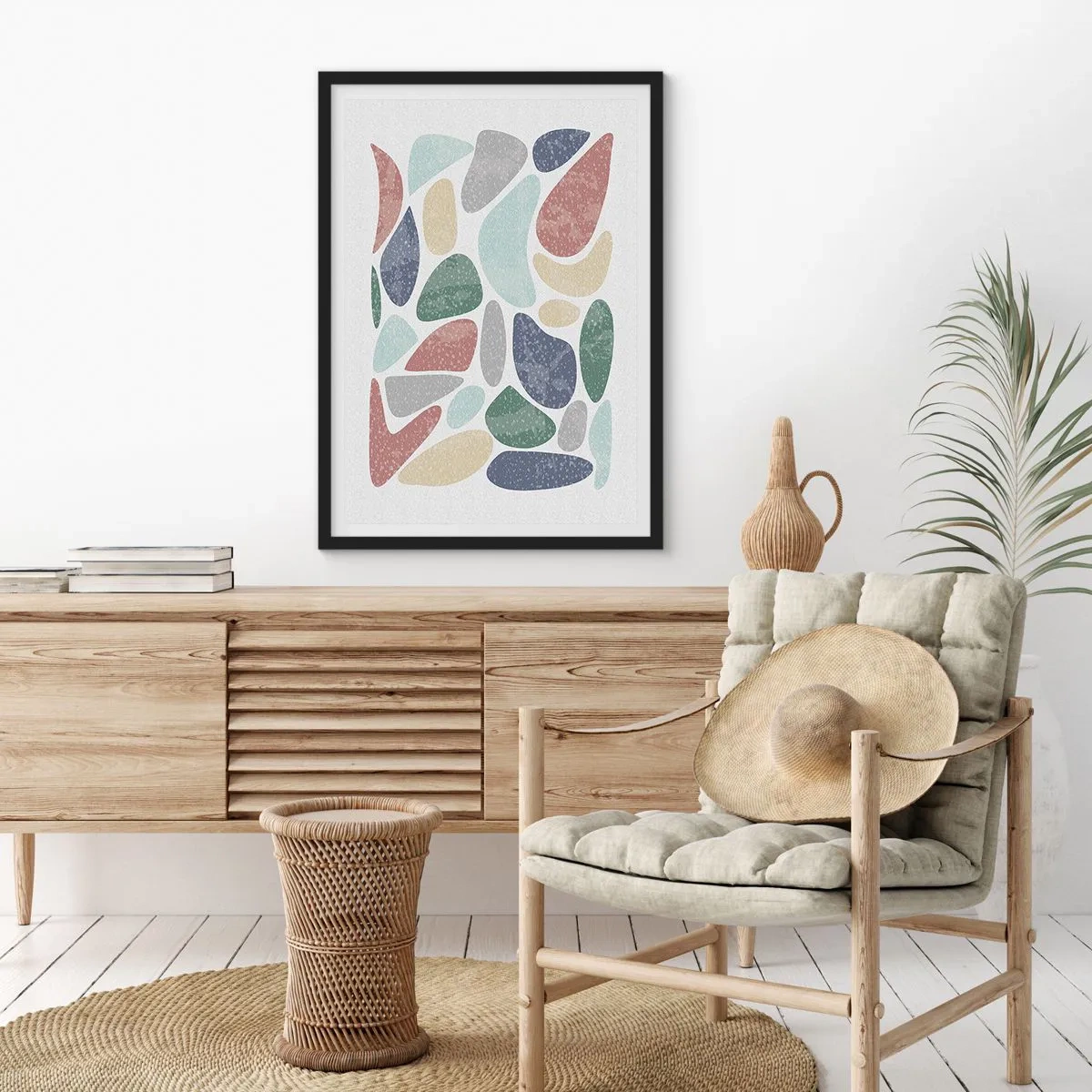 Poster in cornice nera - Mosaico di colori incipriati - 70x100 cm