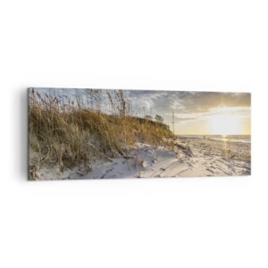 Quadro su tela - Stampe su Tela - Dune con erba e impronte nella sabbia al tramonto - 140x50cm - Invito a passeggiare - Decorazione murale moderna per soggiorno e camera da letto ARTTOR
