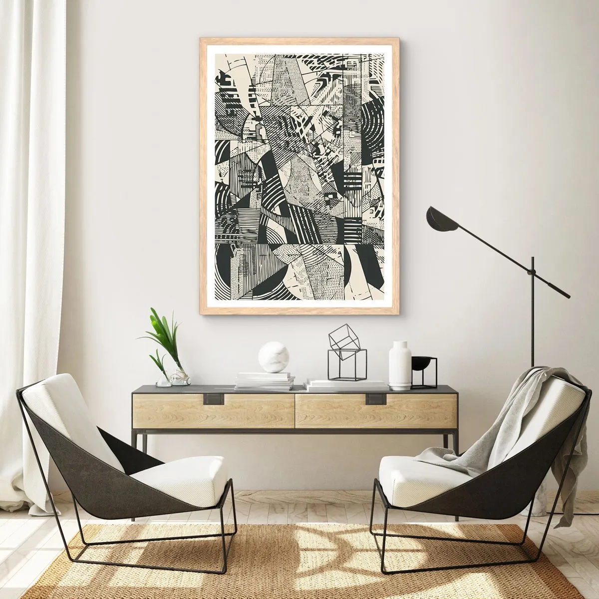 Poster in cornice rovere chiaro - Dinamica della contemporaneità - 70x100 cm