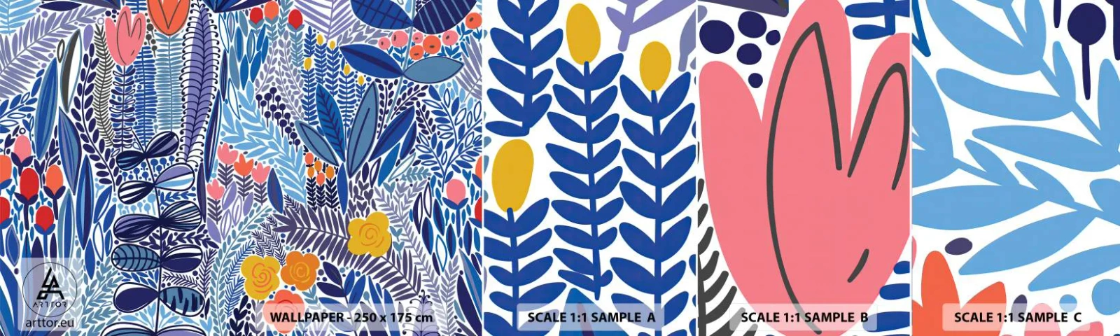 Campione Di Fotomurale Standard Eco - Il giardino delle Hawaii - Fiori, Foglie, Prato - 100x30 cm