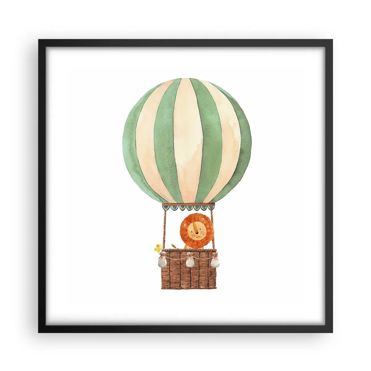 Poster in cornice nera - I viaggi del leone - 50x50 cm