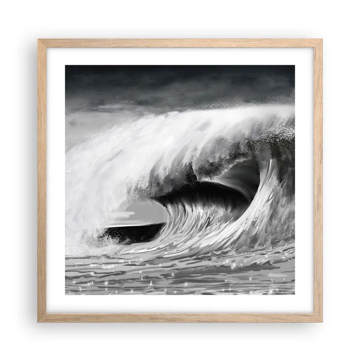Poster in cornice rovere chiaro - La furia dell'oceano - 50x50 cm