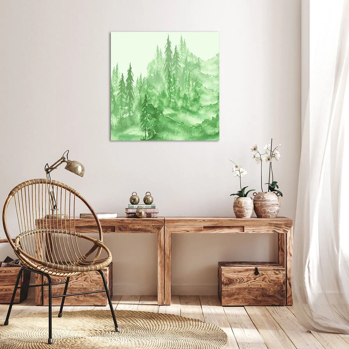 Quadro su tela - Stampe su Tela - Sfocato da una nebbia verde - 40x40 cm