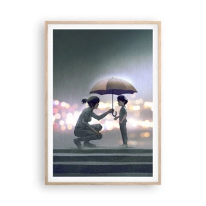 Poster in cornice rovere chiaro - E già tutto va bene - 70x100 cm