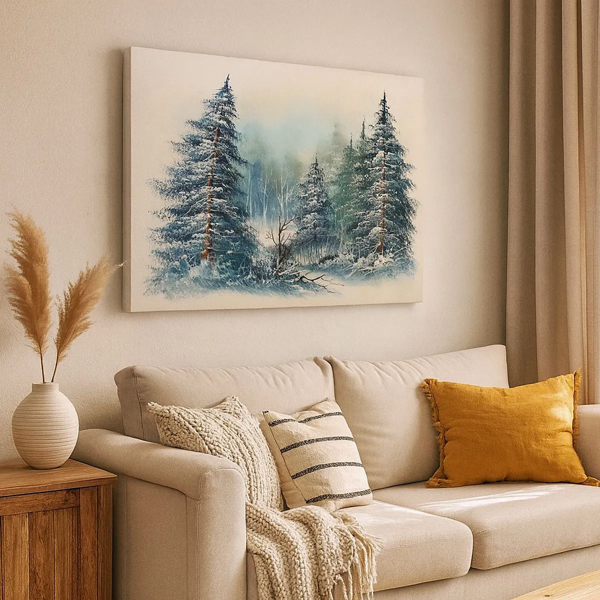 Quadro su tela - Stampe su Tela - Paesaggio invernale con alberi innevati - 70x50cm - Pronti al Natale - Decorazione murale moderna per soggiorno e camera da letto ARTTOR