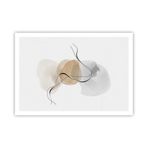 Poster - Astrazione minimalista nei toni del beige e del grigio - 100x70cm - Grani d'aria - Decorazione murale moderna per soggiorno e camera da letto ARTTOR