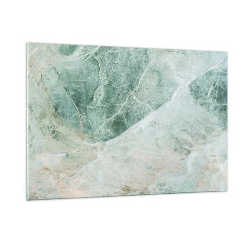Quadro su vetro - Texture verde-beige che ricorda la pietra naturale - 120x80cm - Il freddo nobile della pietra - Decorazione murale moderna per soggiorno e camera da letto ARTTOR