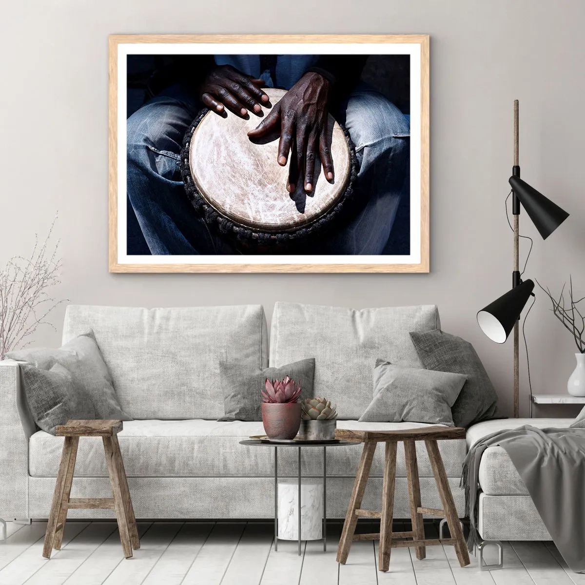 Poster in cornice rovere chiaro - Vivi al tuo ritmo - 100x70 cm