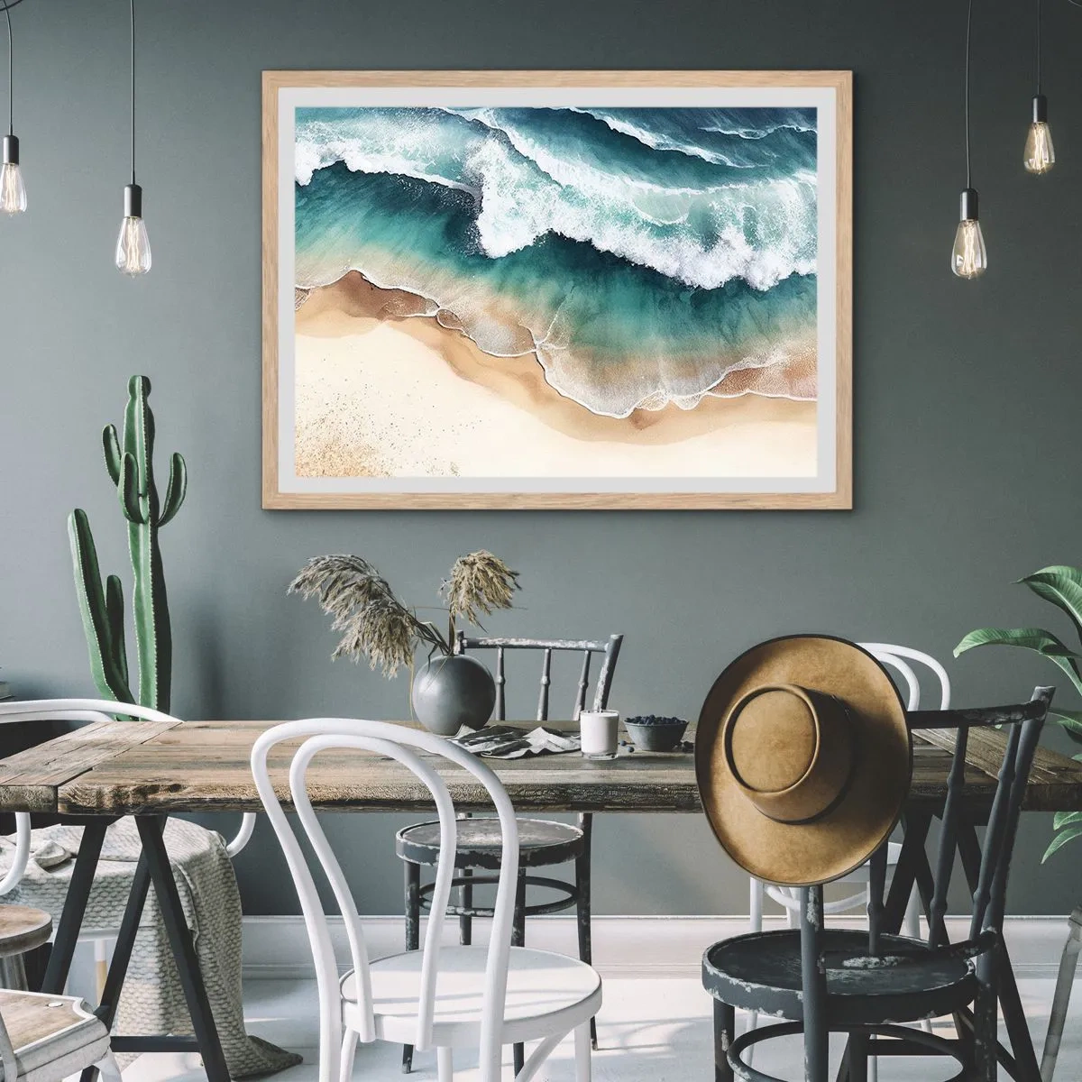 Poster in cornice rovere chiaro - L'eterno incontro - 50x40 cm