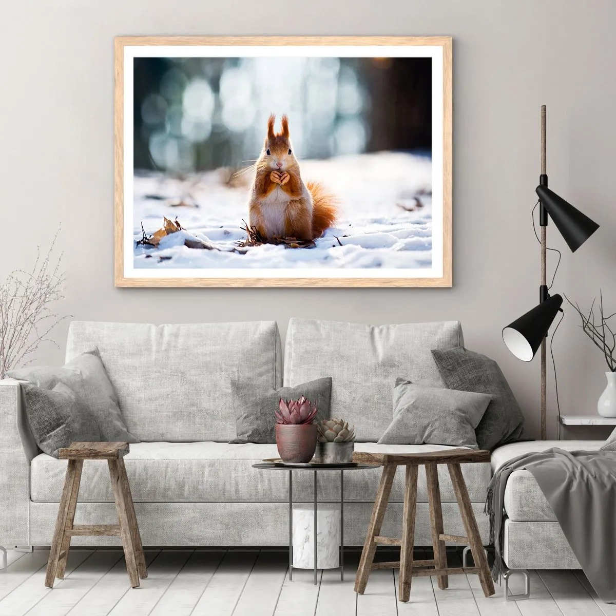 Poster in cornice rovere chiaro - Che cosa guardi? - 40x30 cm