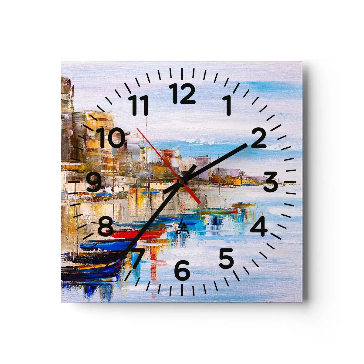 Orologio da parete - Orologio in Vetro - Molo cittadino multicolore - 40x40 cm