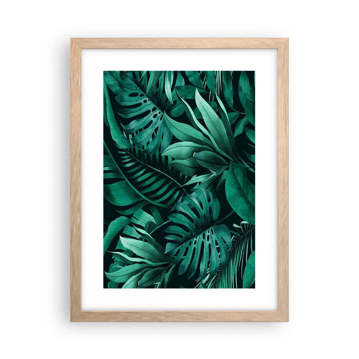 Poster in cornice rovere chiaro - Dal profondo del verde tropicale - 30x40 cm