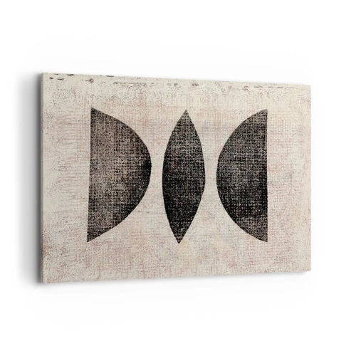 Quadro su tela - Stampe su Tela - Forme etniche in toni scuri su sfondo chiaro - 120x80cm - Astrazione etnica - Decorazione murale moderna per soggiorno e camera da letto ARTTOR