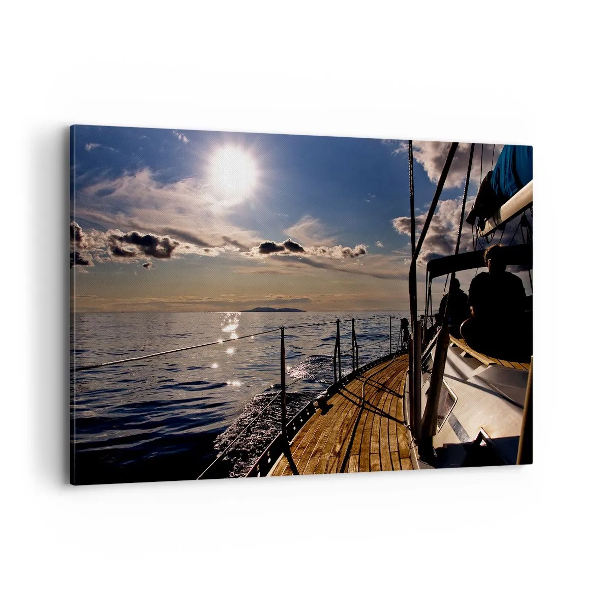 Quadro su tela - Stampe su Tela - Una crociera in yacht sul mare al tramonto - 100x70cm - A vele spiegate verso il sole - Decorazione murale moderna per soggiorno e camera da letto ARTTOR