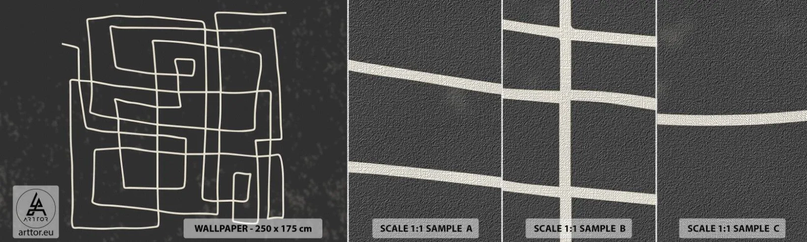 Campione di Fotomurale Premium Canvas - Non è così semplice - Astrazione, Pezzo, Bianco e nero - 100x30 cm