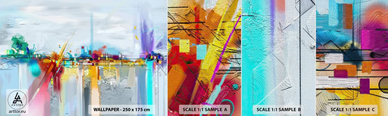 Campione di Fotomurale Premium Canvas - Il ponte della gioia sul fiume della vita - Astrazione, Pezzo, Surrealismo - 100x30 cm