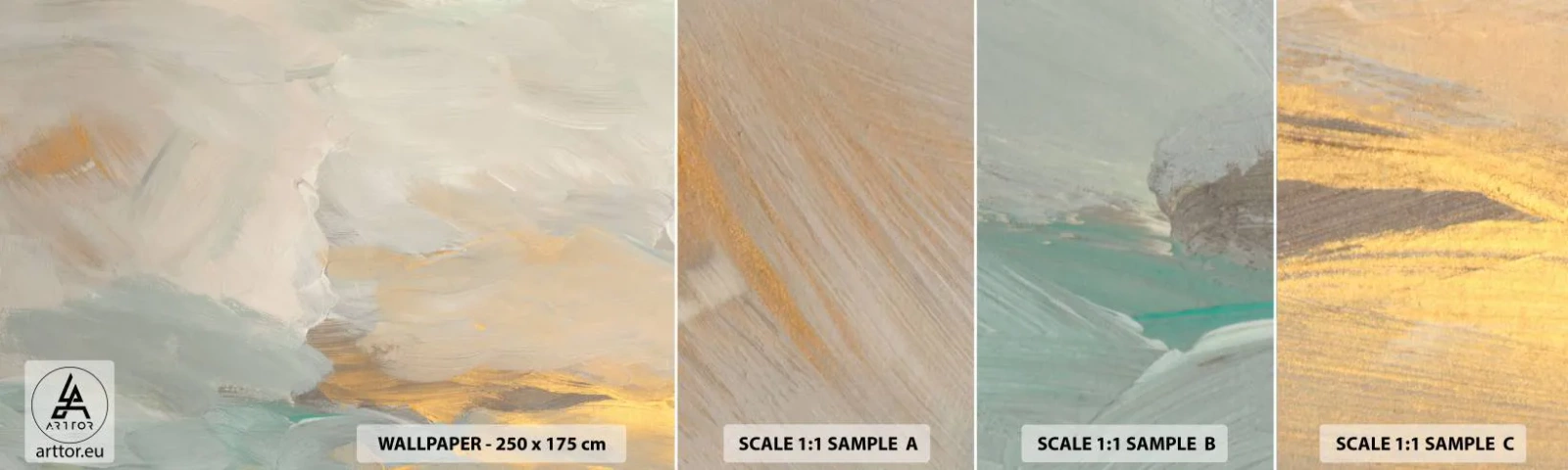 Campione Di Fotomurale Standard Eco - Astrazione: il paese della mitezza - Pezzo, Luminoso, Minimalista - 100x30 cm