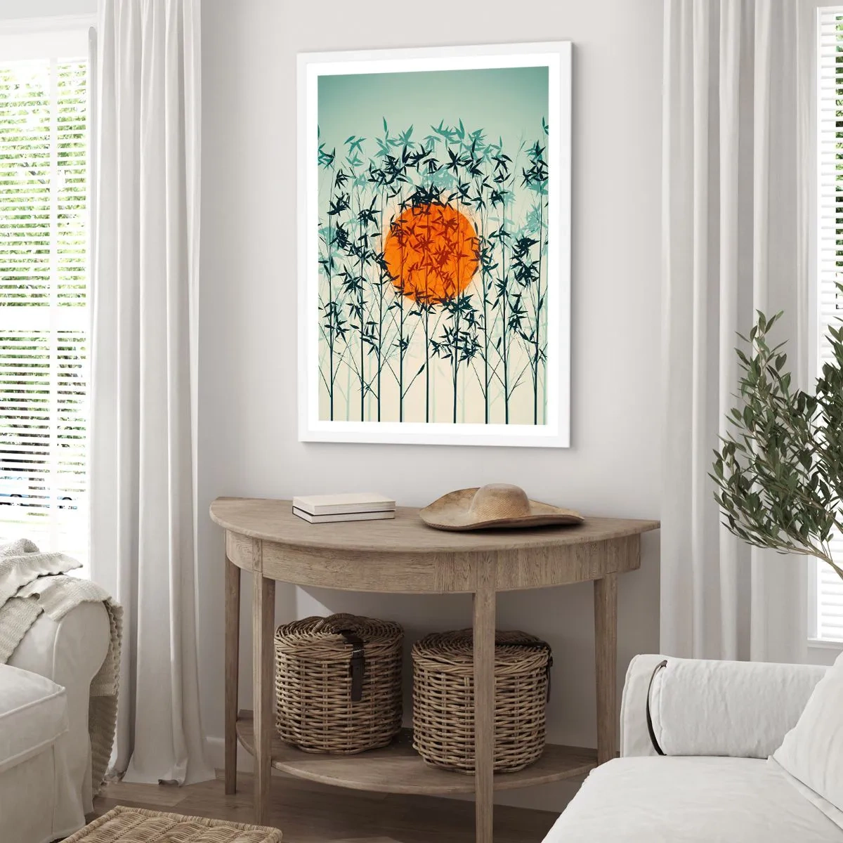Poster in cornice bianca - Sole giapponese - 70x100 cm