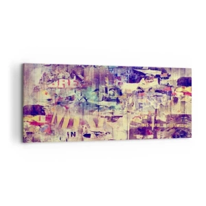 Quadro su tela - Stampe su Tela - Collage astratto colorato con testo e grafica - 120x50cm - E questo resterà - Decorazione murale moderna per soggiorno e camera da letto ARTTOR