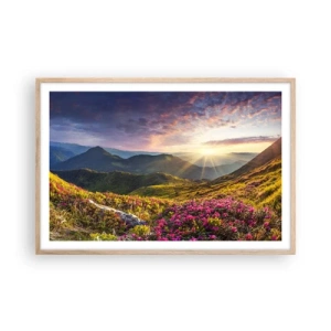 Poster in cornice rovere chiaro - La freschezza di un mattino sui monti - 91x61 cm