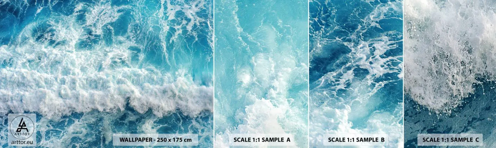 Campione di Fotomurale Adesivo Deluxe Sticker - Con gioia e saltellando - Mare, Onda Marina, Natura - 100x30 cm