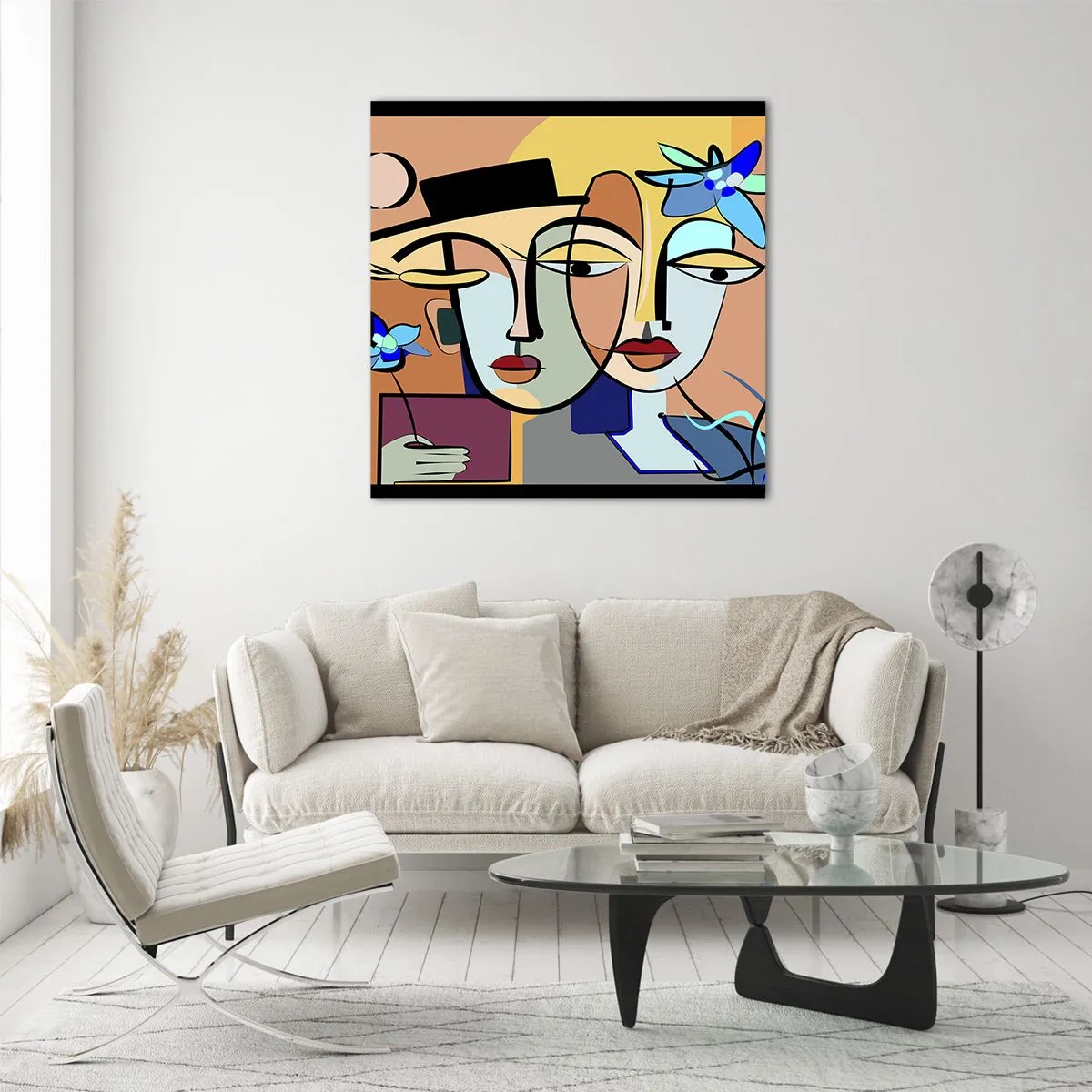 Quadro su vetro - Appuntamento in stile Picasso - 30x30 cm