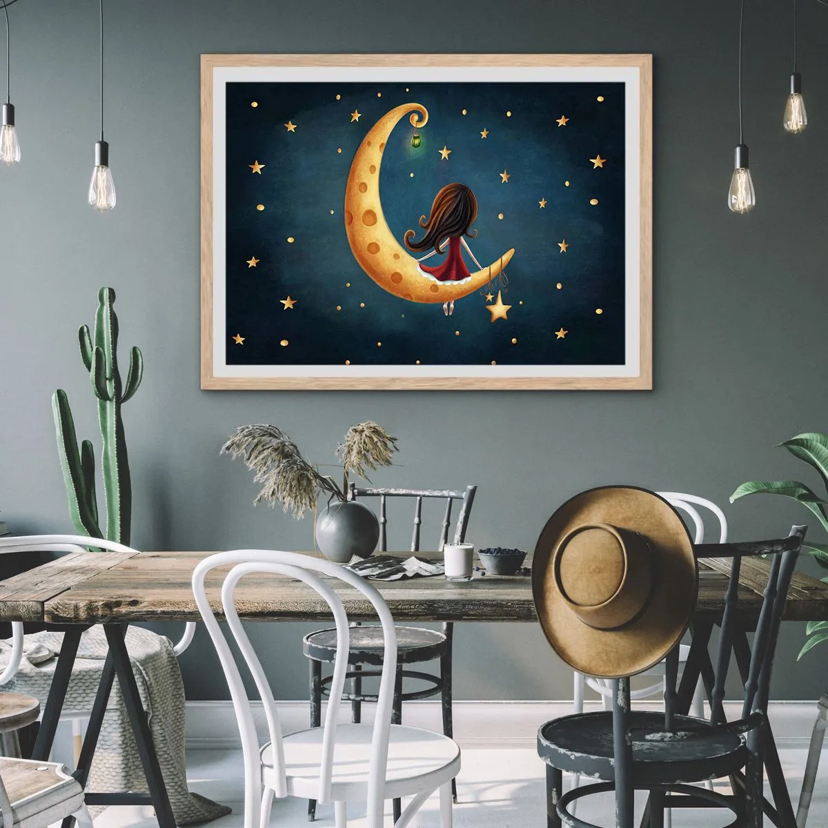 Poster in cornice rovere chiaro - Una volta... - 100x70 cm